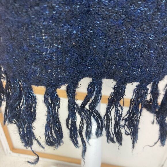 Chico's Deep Blue & Black Open Cardigan with Fringe Oversized - Picture 4 of 7